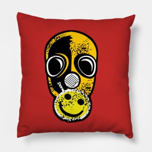 Post Apocalyptic Skull with a Smiley Pillow