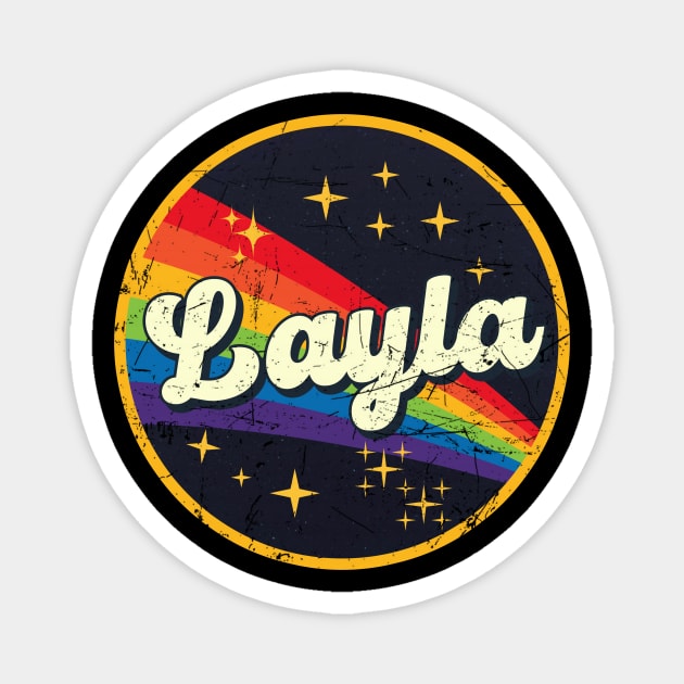 Layla // Rainbow In Space Vintage Grunge-Style Magnet by LMW Art