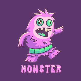 Purple Monster with Green Belt (Text) T-Shirt