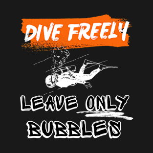 Dive Freely leave only Bubbles Black T shirt T-Shirt