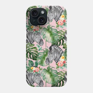 Pink Yellow White Flower Zebra Pattern Phone Case