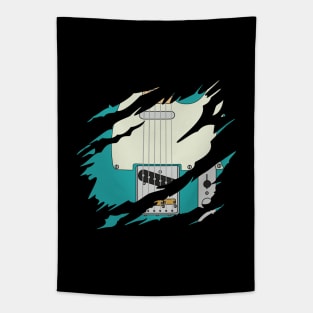 Ripped Electric Guitar T-Style Teal Color Tapestry