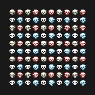 8bit halloween cute pixel skull pattern T-Shirt