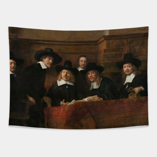 The Syndics of the Amsterdam Drapers' Guild, known as the Sampling Officials by Rembrandt Tapestry by Classic Art Stall