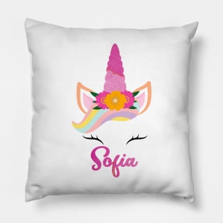 Name sofia unicorn Pillow