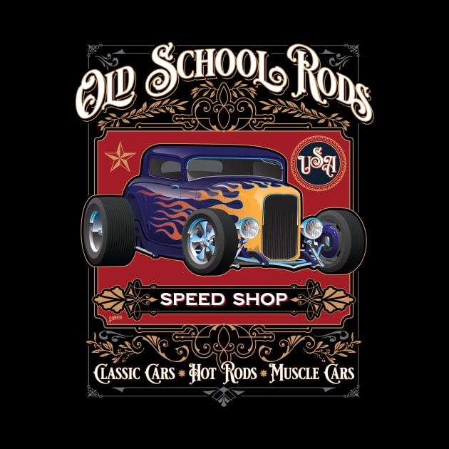 Old School Rods Speed Shop Vintage Style Hot Rod Car Design by hobrath