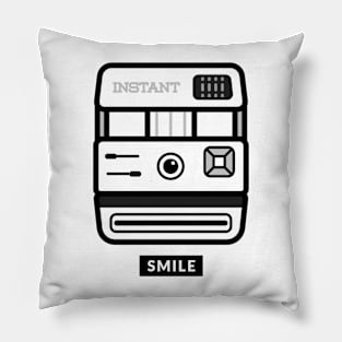 Smile Black and White Instant Retro Camera Pillow