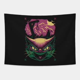 Evil Cat Halloween Horror Tapestry