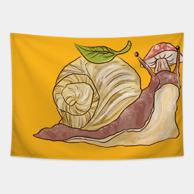 Cottagecore Snail Tapestry by Queer Deer Creations