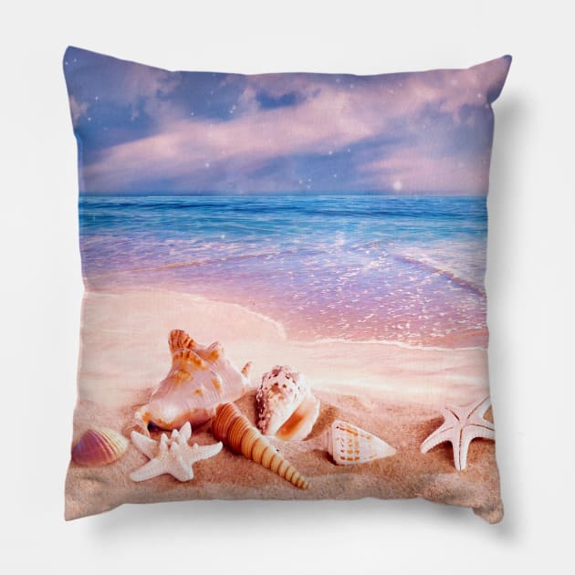 On the beach Pillow by CatyArte