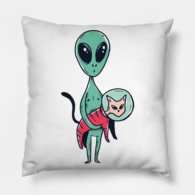 Space Alien Cute Cat Pillow by madeinchorley