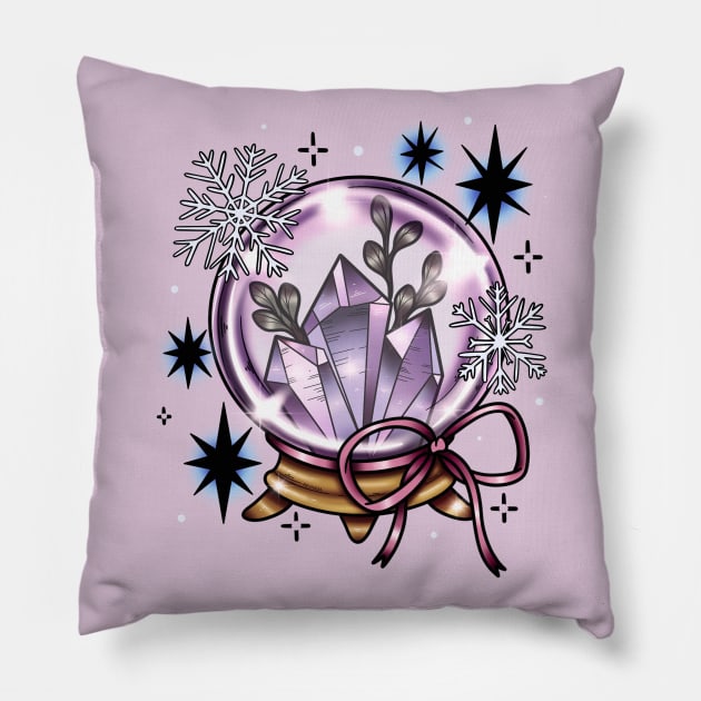 Winter Crystal Ball Pillow by chiaraLBart