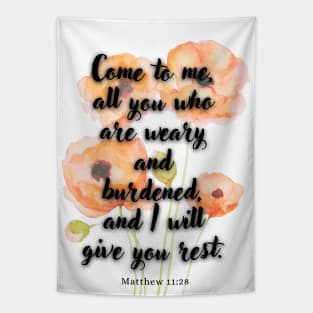 Matthew 11:28, Famous Bible Verse. Tapestry