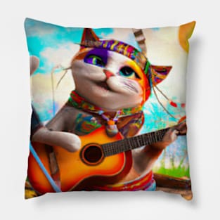 A hippie cat Pillow