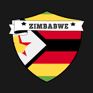 ZIMBABWE COUNTRY SHIELD, MINIMALIST ZIMBABWE FLAG, I LOVE ZIMBABWE , BORN IN ZIMBABWE , ZIMBABWE BADGE SHIELD T-Shirt