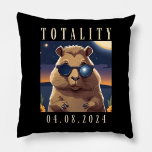 2024 Total Solar Sun April 8 Eclipse Watching Capybara Pillow