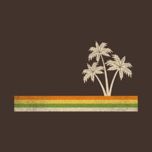 Palm Tree Retro Style Striped California Style Vintage 70s T-Shirt