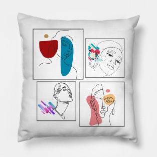 Women Cool Abstract and Aesthetic Line Art Pillow