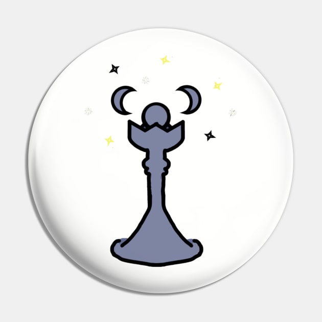 Triple Queen - Retro Triple Goddess Chess Piece Icon Pin by LochNestFarm