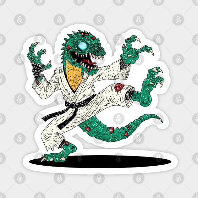 Kung Fu Lizard Zombie Magnet by H. R. Sinclair
