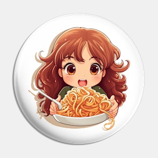 Cute Girl Eating Spaghetti Pin