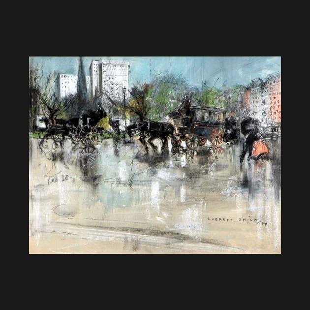 High Resolution Everett Shinn A Rainy Day in Madison Square 1894 by tiokvadrat