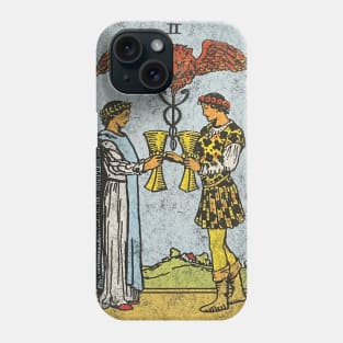 Two of cups tarot card (distressed) Phone Case