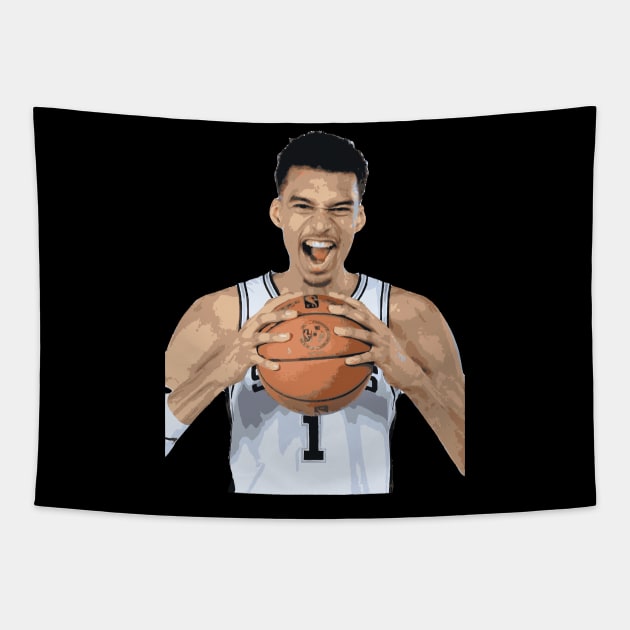 Victor Wembanyama Vector Art Tapestry by Playful Creatives