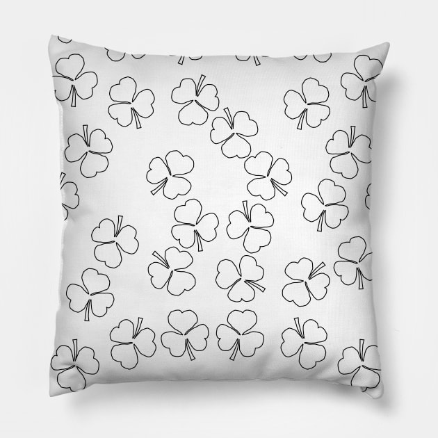 Shamrocks Black Outline Pillow by ellenhenryart