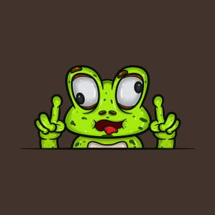 Frog Cartoon With Crazy Face Expression T-Shirt