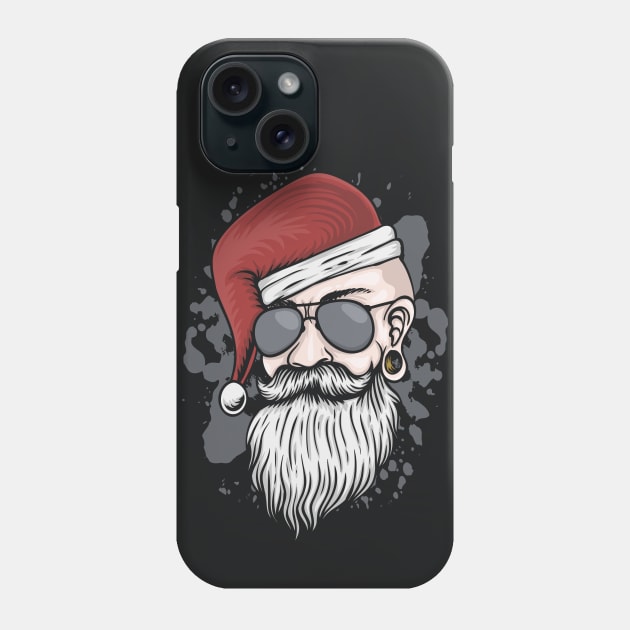 Gearhead Hipster Santa Claus Illustration Phone Case by SLAG_Creative