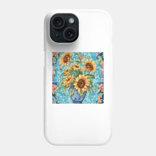 Sunflowers in chinoiserie jar Phone Case