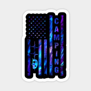 Camping America Flag Heartbeat Shirt Magnet