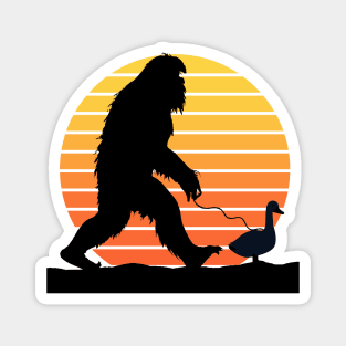 Bigfoot walking a duck on a leash Magnet