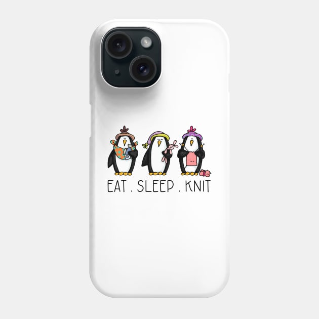 Eat . Sleep . Knit Penguins Phone Case by Corrie Kuipers