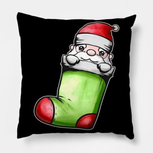 Cute Kawaii Santa In Sock On Chimney Fireplace Christmas Pillow