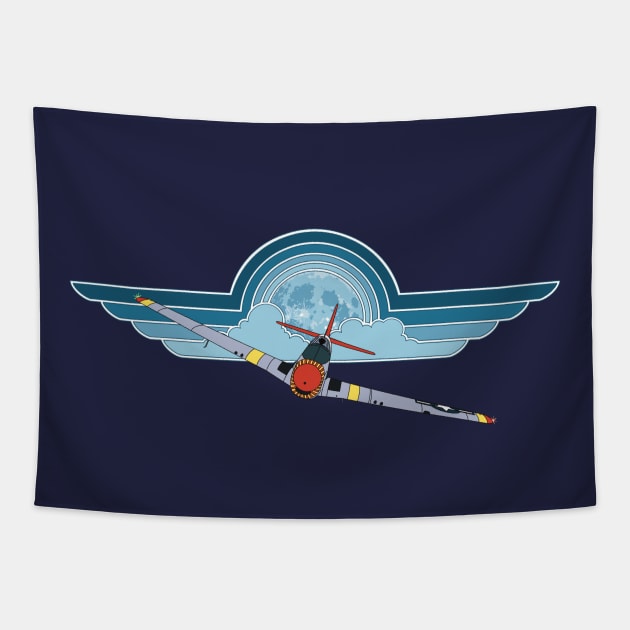 P-51 Mustang Moonlight Wings Tapestry by Kassi Skye