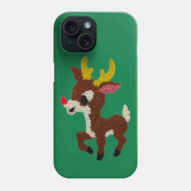 Retro Vintage Melted Popcorn Plastic Rudolph Reindeer Phone Case by chriswig