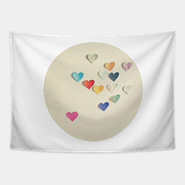 Paper Hearts Tapestry by Cassia