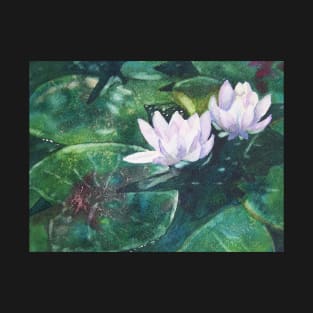 White Water Lilies in watercolor T-Shirt