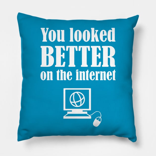 You Looked Better On The Internet Pillow by FlashMac