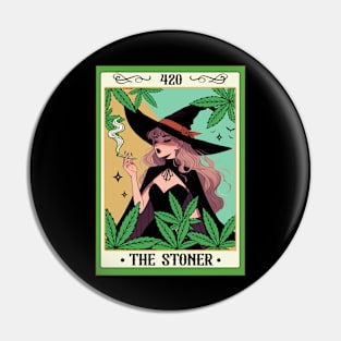 Cannabis Weed Lover Witch Smoking 420 The Stoner Tarot Card Pin