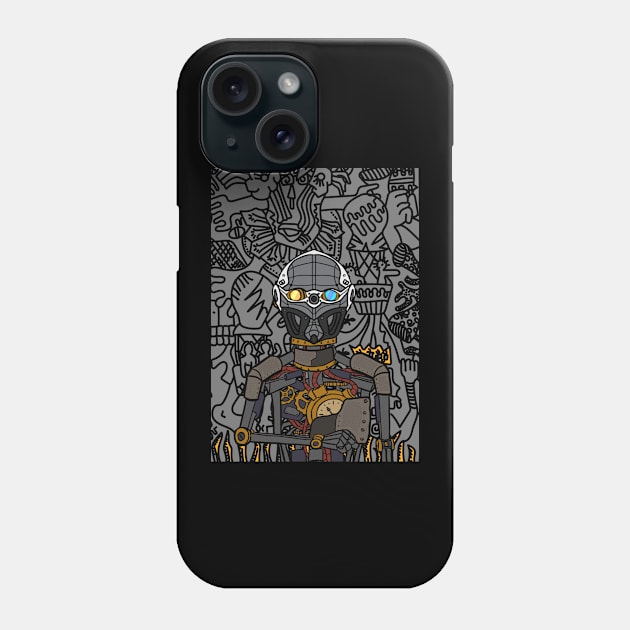 Embrace the Shadows: NFT Character - RobotMask Doodle - The Dark One Edition on TeePublic Phone Case by Hashed Art