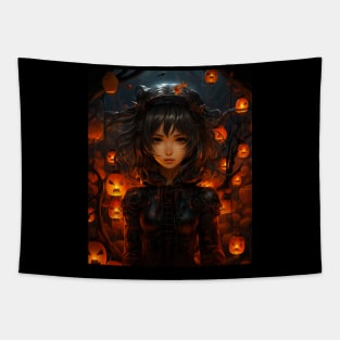 Japanese Anime Girl Halloween Tapestry