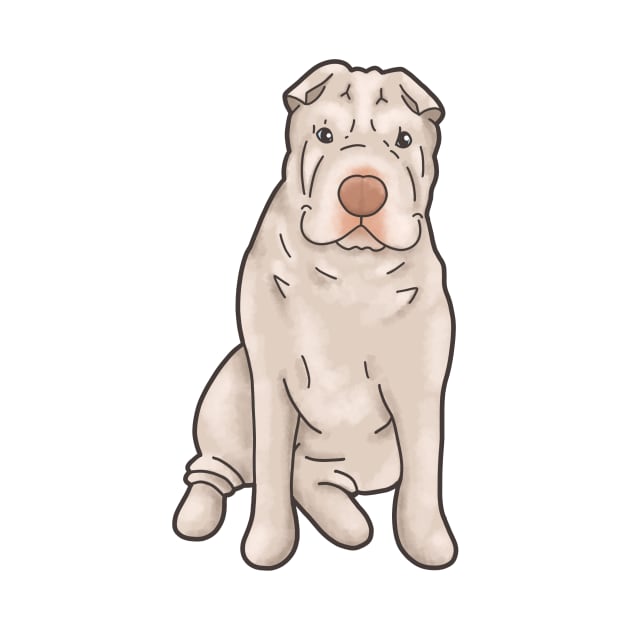 Adorable Shar Pei Gemma Sitting on White - Smaller Version by Gemma_SharPei