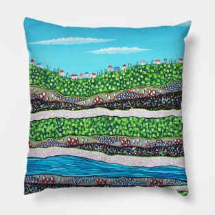 Tiny Town On The Ridge Pillow