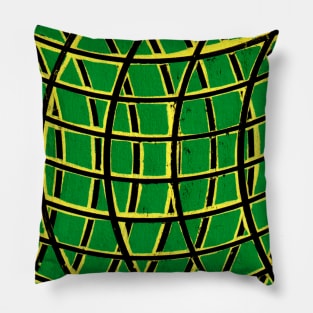 Green Yellow Hemisphere Geometric Abstract Acrylic Painting Pillow