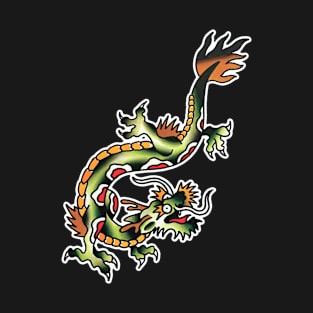 Traditional Twisting Dragon Tattoo Design T-Shirt