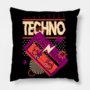 Techno Raver Tape Tshirt Pillow