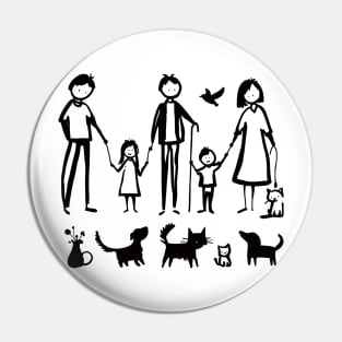 Stick figure man in family ink Pin